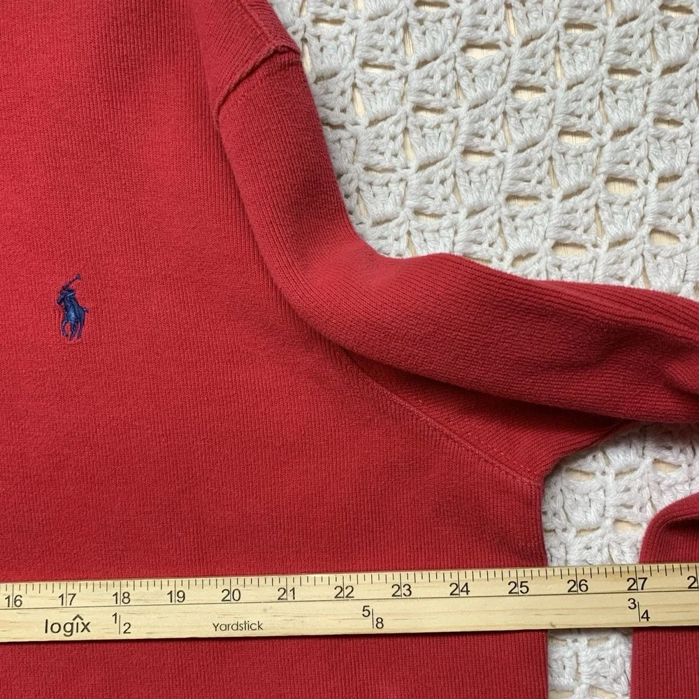 Polo Ralph Lauren‎ Sweatshirt Mens XL Red  1/4 Zip Pullover Adult 100%Cotton Vtg